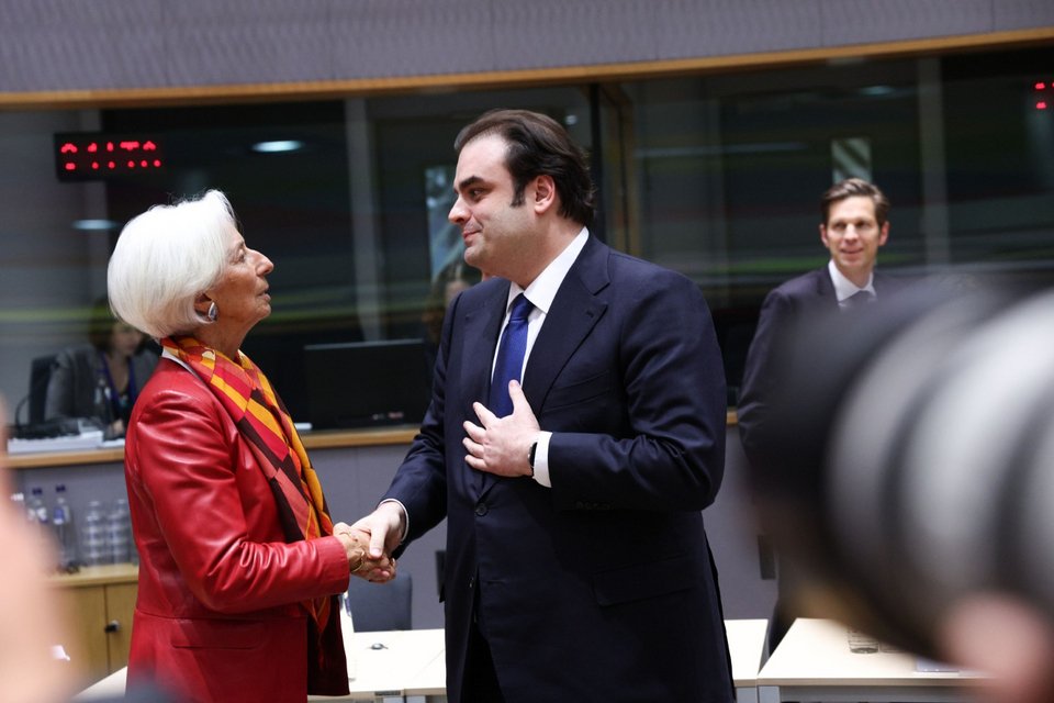 Ο Κυριάκος Πιερρακάκης με την Κριστίν Λαγκάρντ -Φωτογραφία: Alexandros Michailidis / SOOC