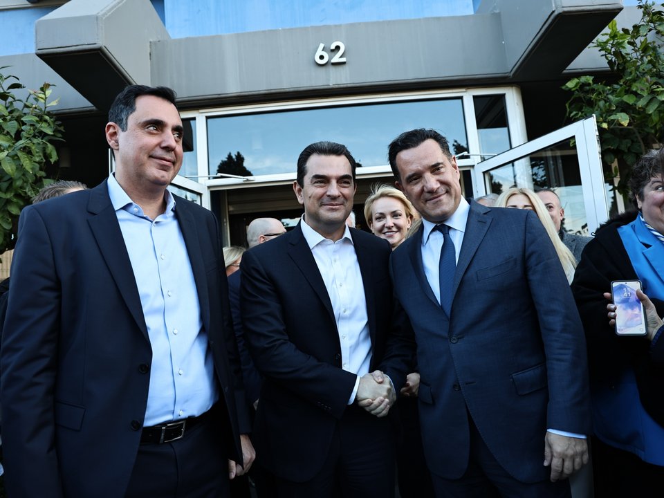 Γ. Σμυρλής, Κ. Σκρέκας και Άδωνις Γεωργιάδης -(ΓΙΑΝΝΗΣ ΠΑΝΑΓΟΠΟΥΛΟΣ / EUROKINISSI)