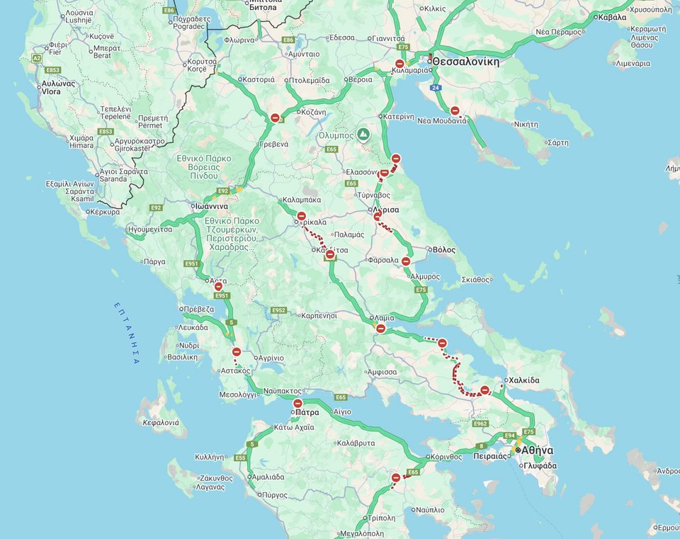 Χάρτης με τα μπλόκα των αγροτών