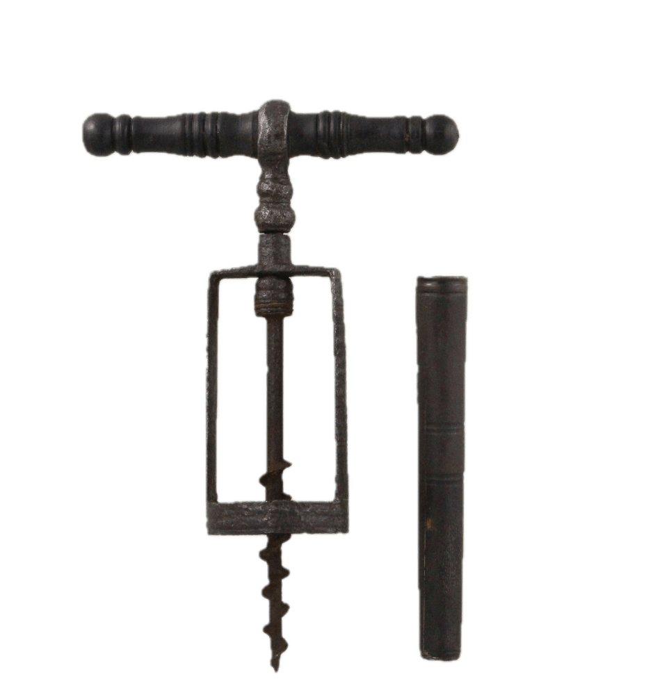 Ενα πρώιμο δείγμα μηχανικού ανοιχτηριού, με ξύλινη τορνευτή λαβή και κοχλία του Αρχιμήδη