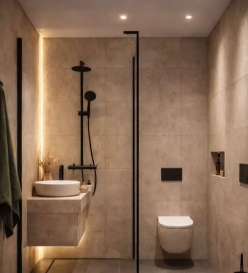 H πρόταση της ΑΙ για τη θέση του νιπτήρα... μέσα στο ντους / Φωτογραφία: Χ