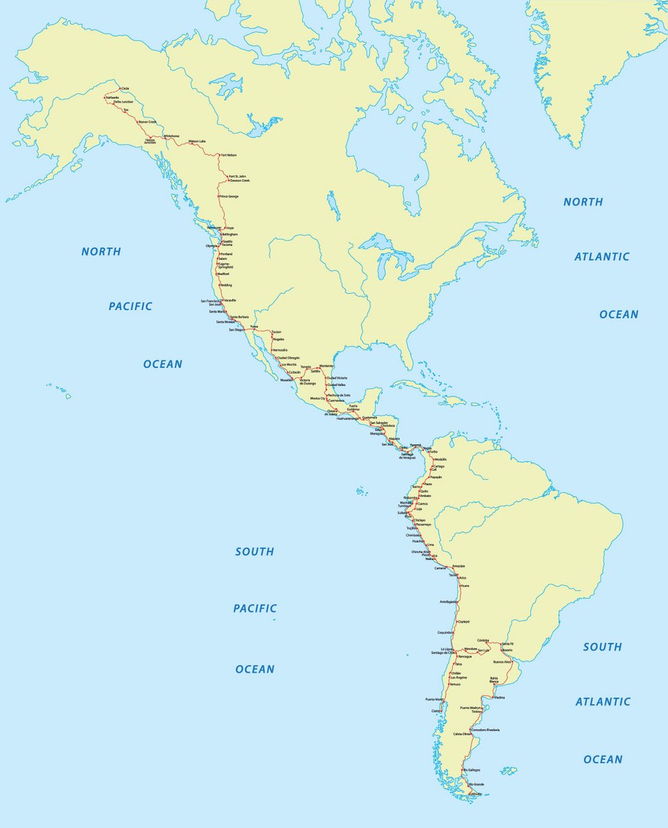 Χάρτης του Παναμερικανικού Αυτοκινητόδρομου / Shutterstock