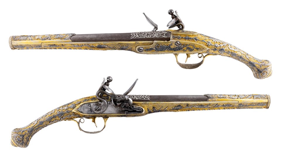 Ζευγάρι ασημένιες επίχρυσες πιστόλες (Ήπειρος, α΄ μισό 19ου αιώνα), Εκτίμηση €8.000-12.000