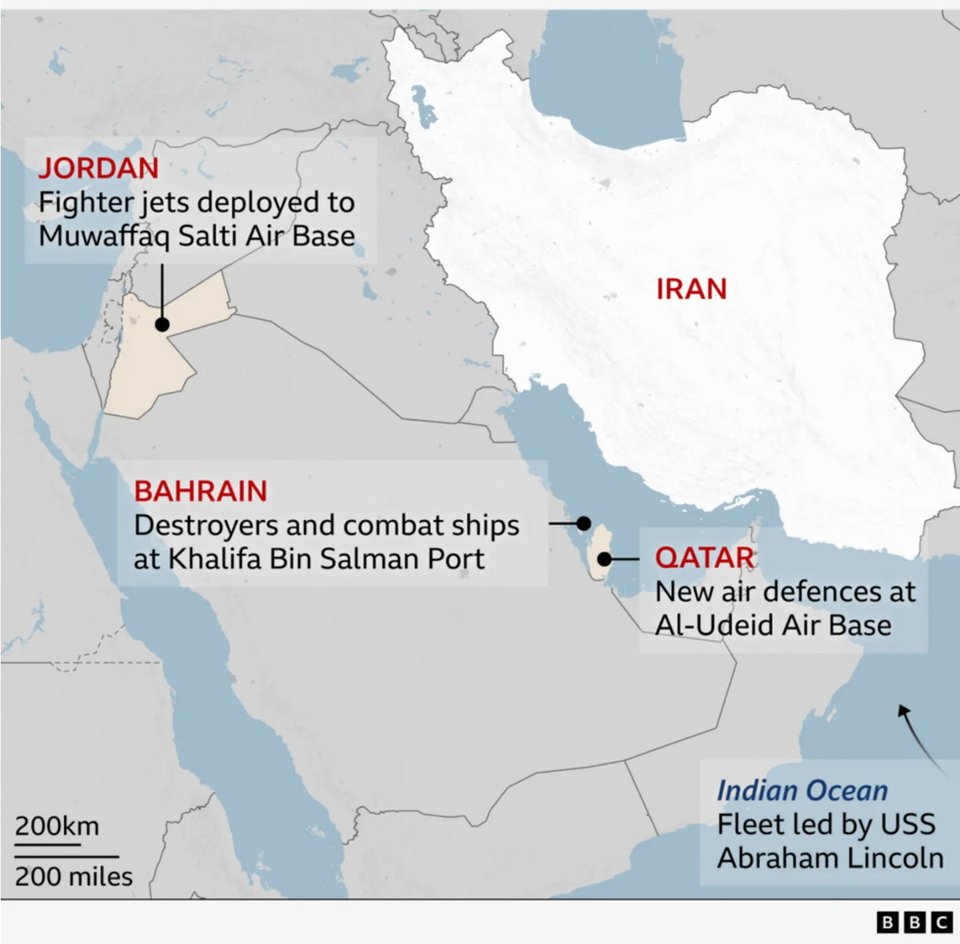 Η ανάπτυξη των αμερικανικών στρατιωτικών δυνάμεων στη περιοχή / Φωτογραφία BBC
