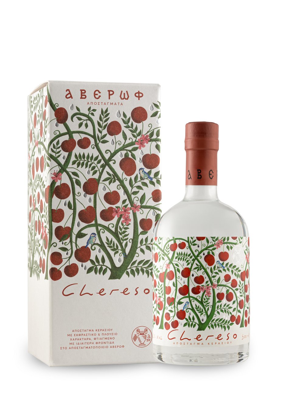 Η έμπνευση για τη δημιουργία του Chereso γεννήθηκε από μία κερασιά που στέκεται μέσα στον αμπελώνα του Γινιέτς στο Μέτσοβο, ανάμεσα στα κλήματα και στα αγριολούλουδα