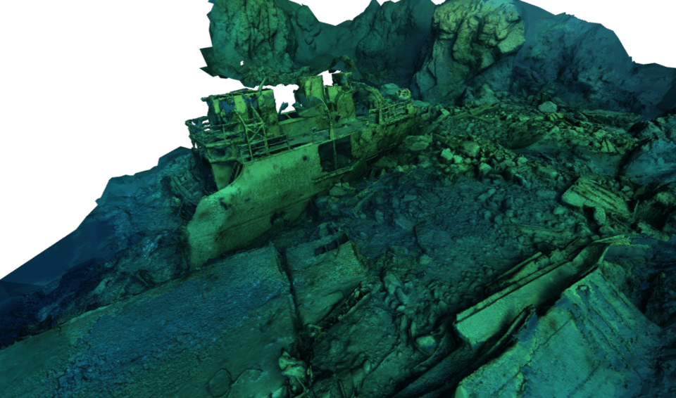 Τρισδιάστατο μοντέλο σύγχρονου ναυαγίου που εντοπίστηκε στο πλαίσιο της ερευνητικής αποστολής (2025) Φωτογραφία Ε. Διαμαντή