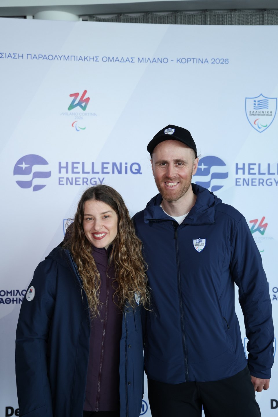 Η Εύα Νίκου, Παραολυμπιονίκης στο Αλπικό Σκι, και ο συνοδός της Δημήτρης Προφέντζας 
