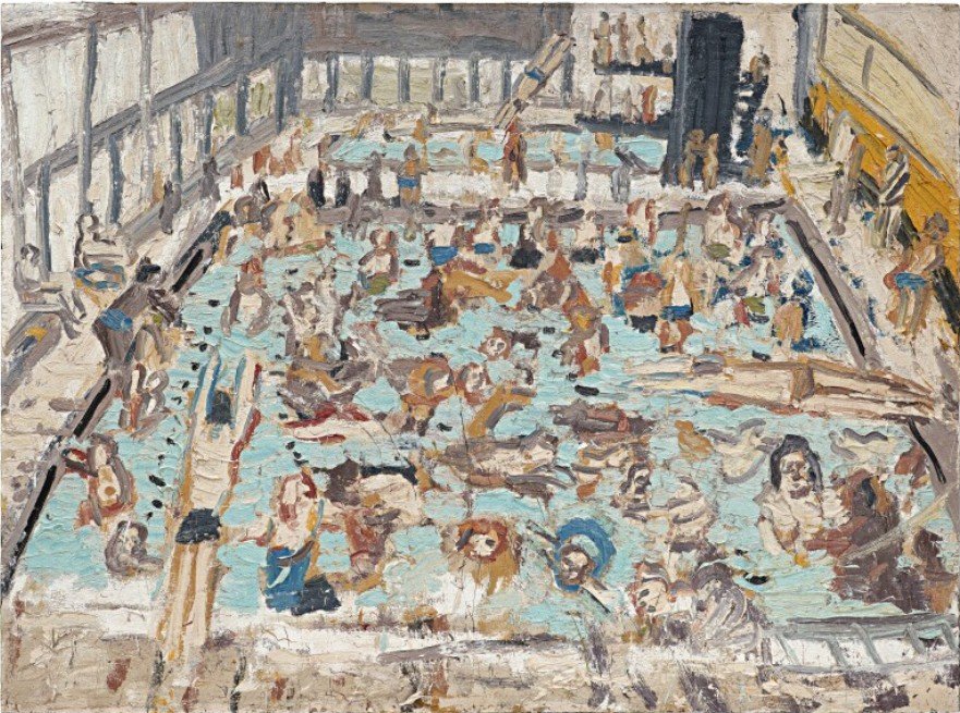 O πίνακας Children’s Swimming Pool, 11 o'clock Saturday Morning του Leon Kossof.