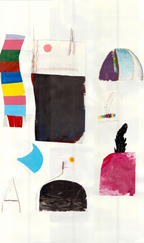  Κωστής Βελώνης, Please Hold Tight, 2025. Χρωματιστά μολύβια, λαδοπαστέλ, γύψος, ακρυλικά και κολάζ σε χαρτί, 100 × 70 εκ. Παραχώρηση του καλλιτέχνη και της CITRONNE Gallery  