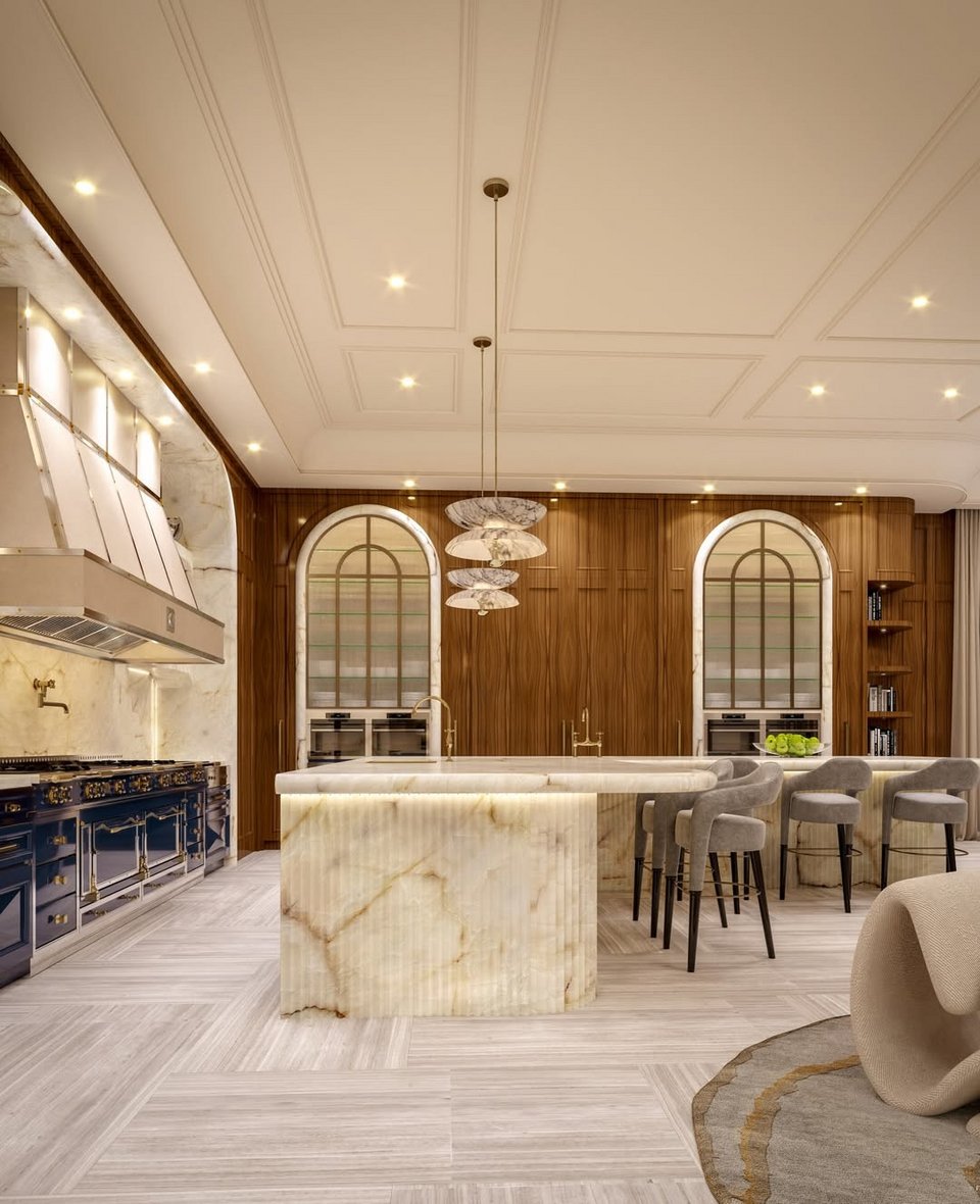 Η κουζίνα του σπιτιού - Παντού κυριαρχεί το μάρμαρο 