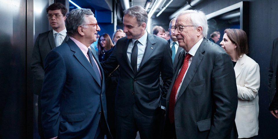 Ο Κυριάκος Μητσοτάκης με Μπαρόζο και Γιούνκερ