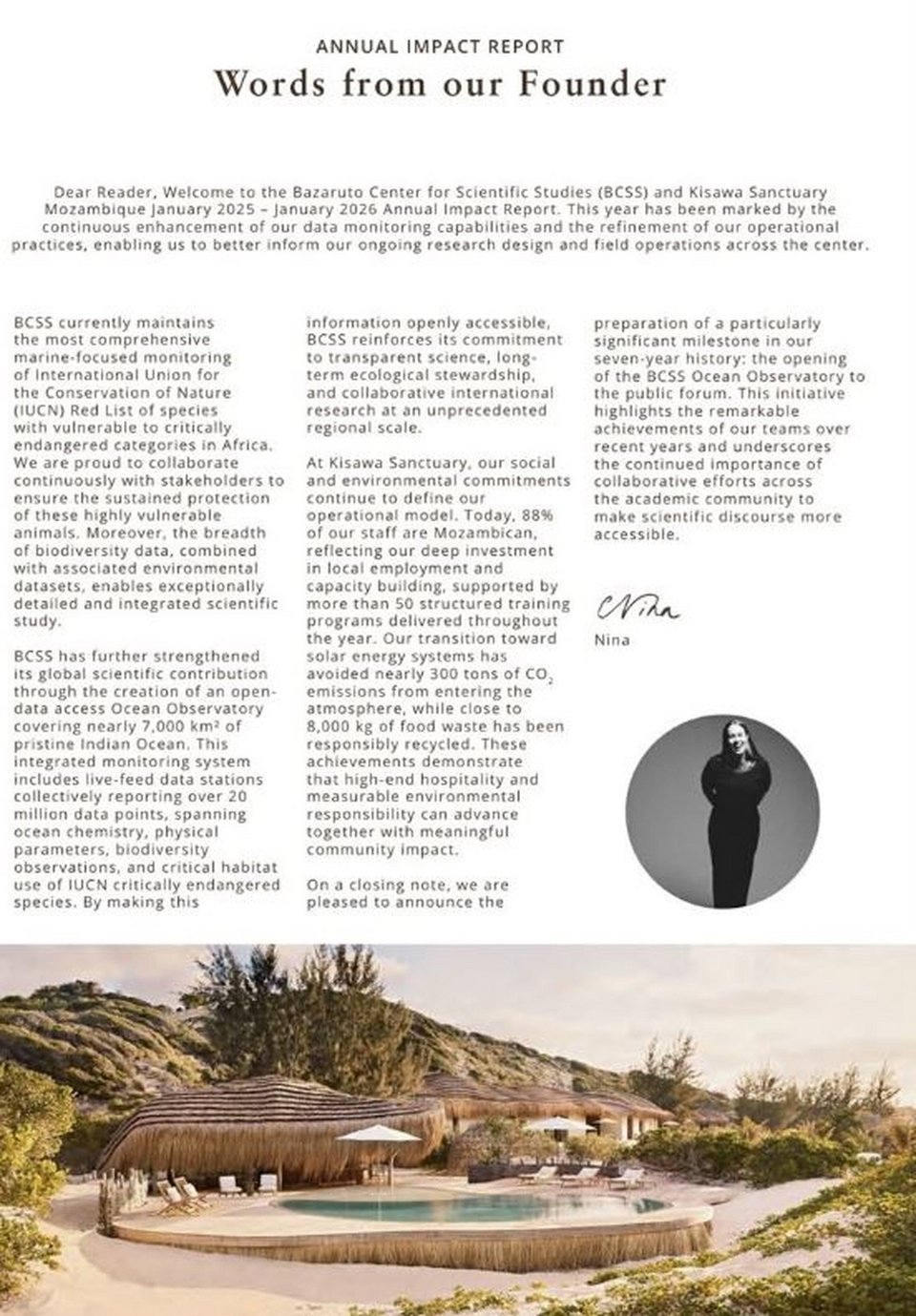 Το σημείωμα με την υπογραφή «Νίνα» / Φωτογραφία: BCSS-African Ocean Observatory 