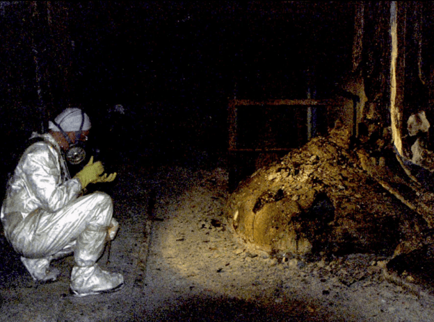 Ο Ντοροσένκο μπροστά στο γνωστό «Πόδι του Ελέφαντα» που σχηματίστηκε στον απόηχο της πυρηνικής καταστροφής του 1986 / ΑΡ