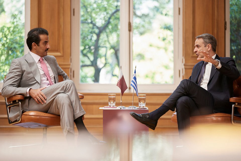 Συνάντηση του Κυριάκου Μητσοτάκη με τον σεΐχη Ταμίμ μπιν Χαμάντ αλ Θάνι