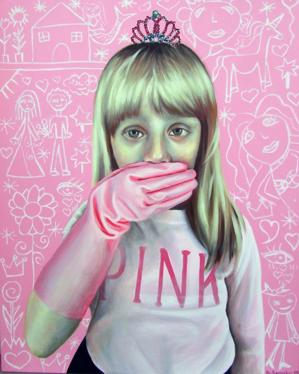 Kοινωνικη κατασκευή, κορίτσι, ακρυλικά σε καμβά, 80cm x100cm, 2023