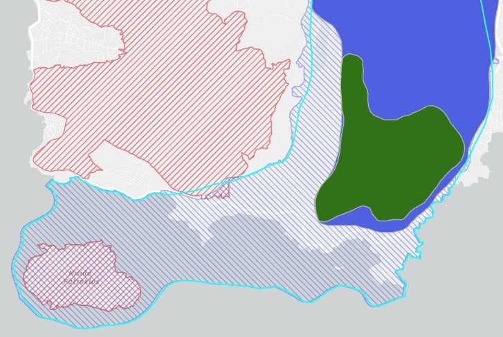 Με μπλε διαγράμμιση η περιοχή στο Σούνιο που έχει ενταχθεί στις «Απάτητες Παραλίες» 