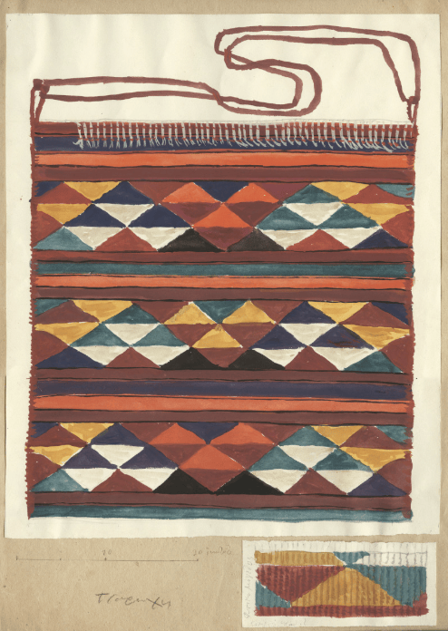 O Tσαρούχης ζωγραφίζει ένα ταγάρι. Η φήμη της υφαντικής τέχνης συνέβαλε ώστε, ήδη από τις αρχές του 20ού αιώνα, το χωριό να προσελκύσει το ενδιαφέρον καλλιτεχνών, λόγιων και λαογράφων