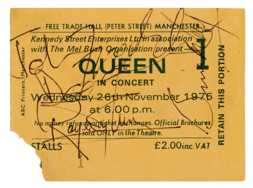 Απόκομμα από εισιτήριο συναυλίας των Queen / Φωτογραφία: Sotheby's