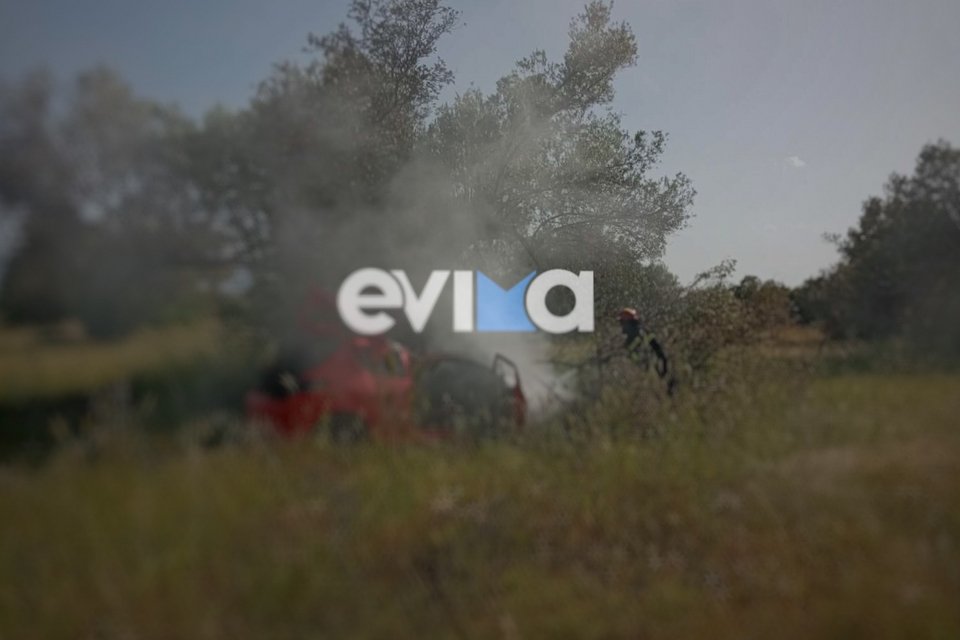 Αυτοκίνητο έπιασε φωτιά μετά από πρόσκρουση σε δέντρο στην Εύβοια