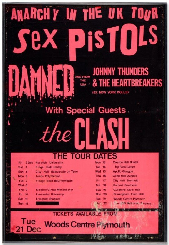 Αφίσα για την περιοδεία των Sex Pistols με συμμετοχή των The Clash και άλλων πανκ συγκροτημάτων / Φωτογραφία: Sotheby's 