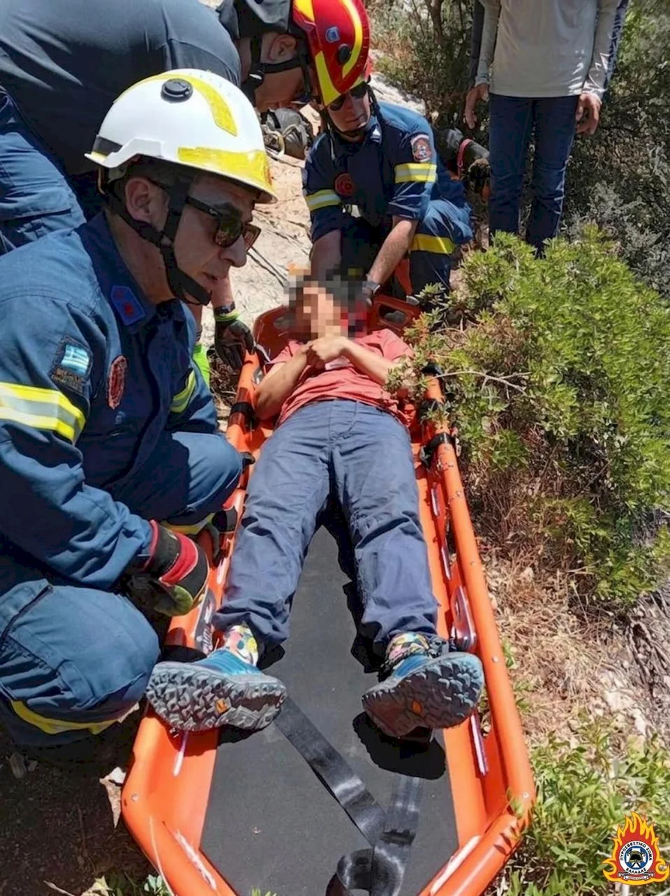 Η 26χρονη Γερμανίδα που τραυματίστηκε κατά τη διάρκεια αναρρίχησης / Φωτογραφία: Πυροσβεστική