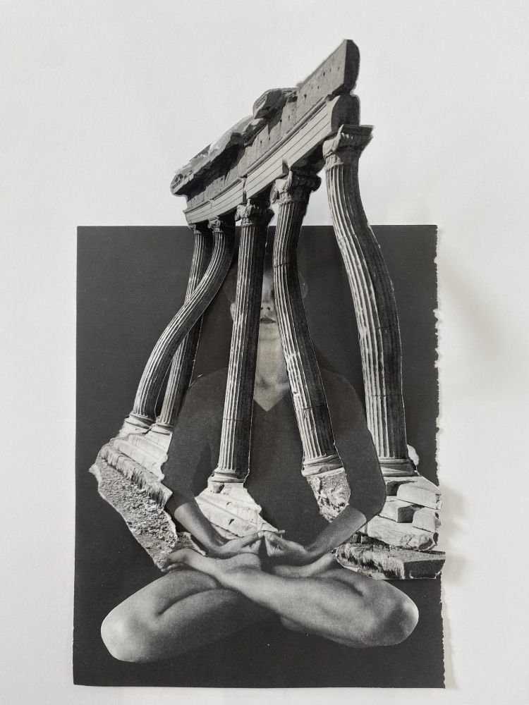 Lucia Tallová,  Από την σειρά Unstable Monuments, 2023  Κολάζ  55 x 40 εκ.Ευγενική παραχώρηση της καλλιτέχνιδας, της γκαλερί Zilberman, Βερολίνο, Γερμανία και της γκαλερί Tomas Umrian Contemporary, Μπρατισλάβα, Σλοβακία