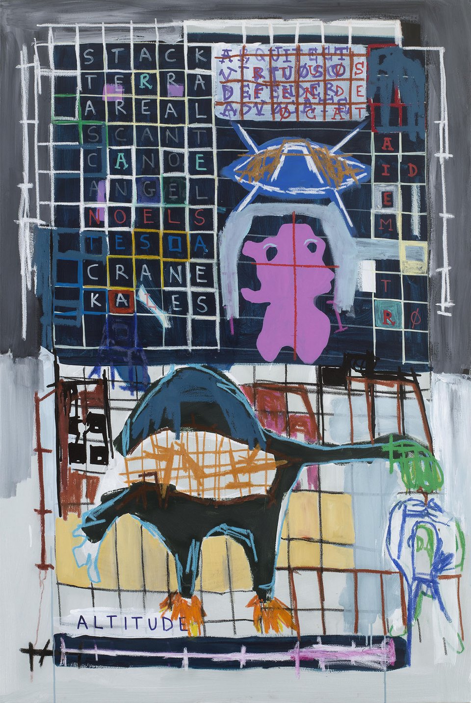 Aubert Issachar, Totemic Grid VI, 2026, ακρυλικό σε καμβά, 150 × 100 εκ. / Φωτογραφία: Aubert Issachar, παραχώρηση της Roma Gallery