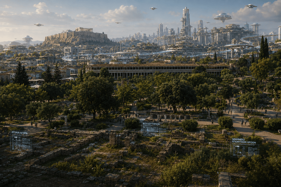 Ένας AI περίπατος στην Αρχαία Αγορά είναι μια περιπατητική – διαλογική ξενάγηση, βασισμένη στη συνομιλία του δημιουργού με μοντέλα Τεχνητής Νοημοσύνης