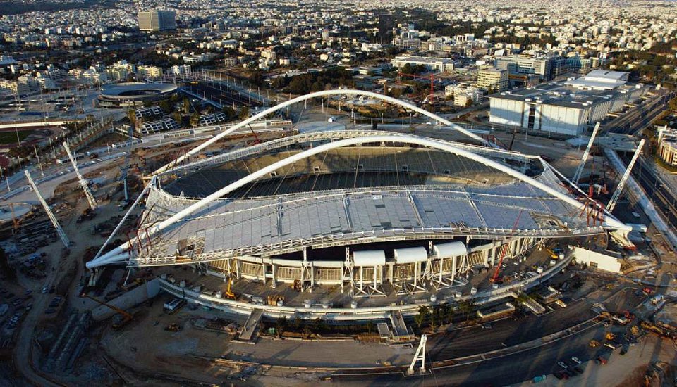 Αεροφωτογραφία από το στέγαστρο Καλατράβα στο ΟΑΚΑ © Eurokinissi&nbsp;