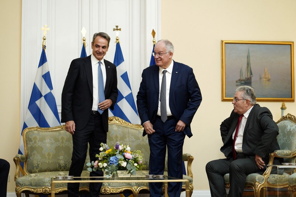 Κυριάκος Μητσοτάκης, Κωνσταντίνος Τασούλας και Δημήτρης Κουτσούμπας