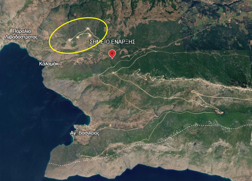 Αεροφωτογραφία από τον χώρο εκδήλωσης της πυρκαγιάς