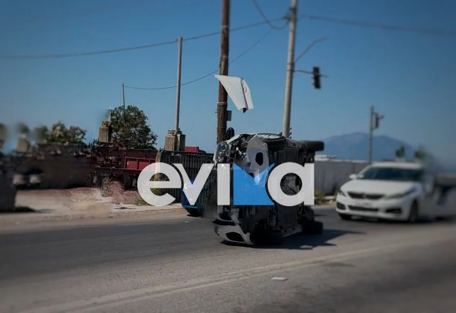 Εύβοια: Αυτοκίνητο τούμπαρε σε κεντρικό δρόμο της Χαλκίδας 3 evoia