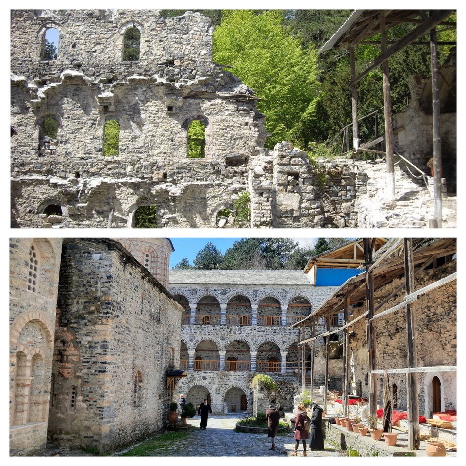 Η Ιερά Μονή πριν και μετά τις εργασίες αποκατάστασης