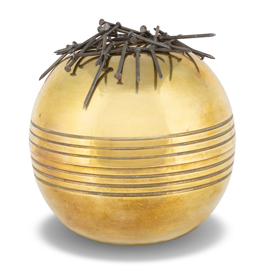 Takis (Βασιλάκης), Boule Magnetique, πατιναρισμένος μπρούντζος, σίδηρος και μαγνήτης