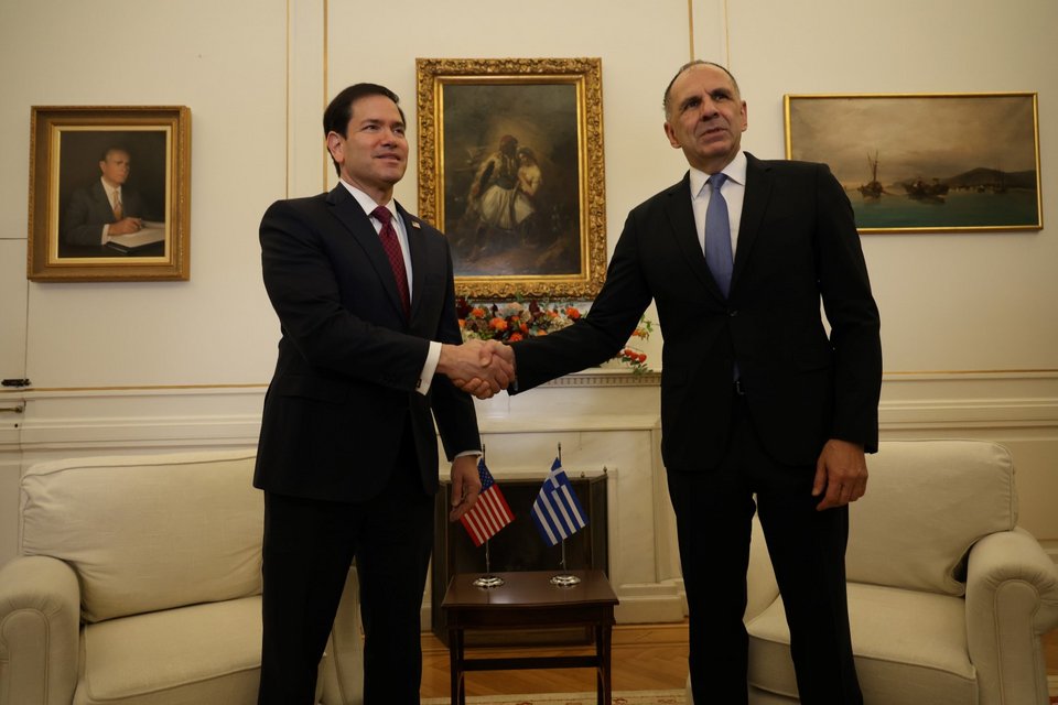 Μάρκο Ρούμπιο και Γιώργος Γεραπετρίτης / Φωτογραφία: ΓΙΑΝΝΗΣ ΠΑΝΑΓΟΠΟΥΛΟΣ / EUROKINISSI