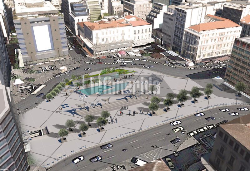 Η πλήρως ανακατασκευασμένη πλατεία Ομονοίας από ψηλά