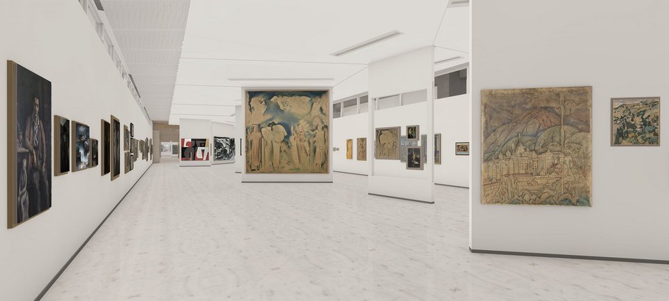 Φωτορεαλιστική απεικόνιση από τον 2o όροφο του Β' κτιρίου με τα έργα του 20ου αιώνα /Facebook Parmenidis-Longuepee