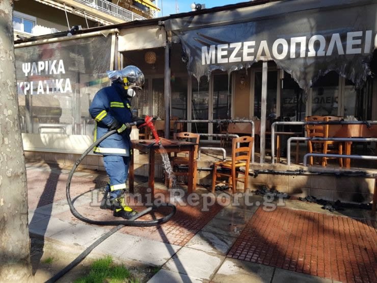 Το Μεζεδοπωλείο που δέχθηκε επίθεση: Φωτογραφία: Lamia Report
