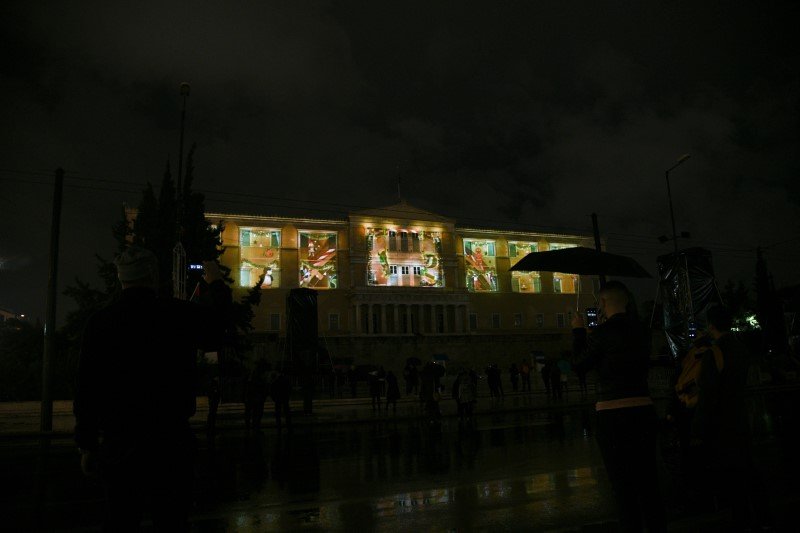 Εντυπωσιακό θέαμα από το 3D mapping στην εκδήλωση του δήμου Αθηναίων / Φωτογραφία: EUROKINISSI