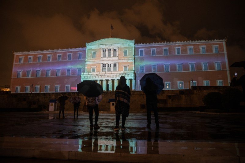 Εντυπωσιακό θέαμα από το 3D mapping στην εκδήλωση του δήμου Αθηναίων / Φωτογραφία: EUROKINISSI