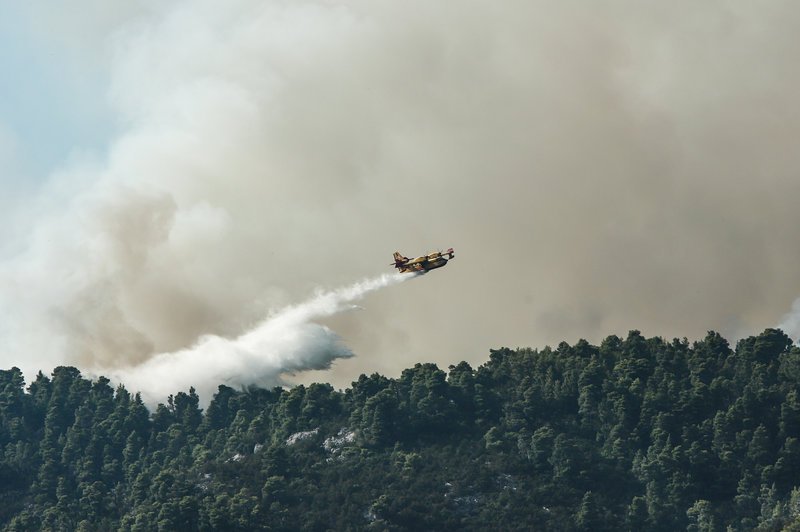 Αεροπλάνο ρίχνει νερό σε δάσος στη φωτιά