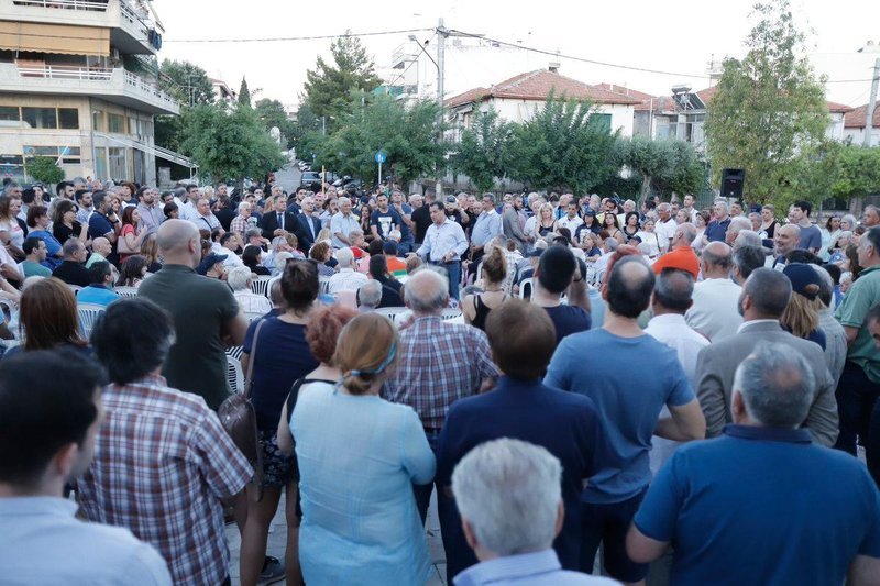 Ο Αδωνις Γεωργιάδης στη Νέα Φιλαδέλφεια κατά τη διάρκεια της ομιλίας του