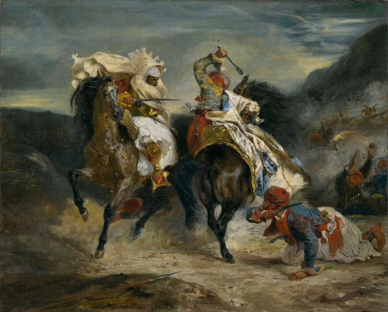 Ο πίνακας Η μάχη του Γκιαούρη και του Χασάν του Ευγένιου Ντελακρουά