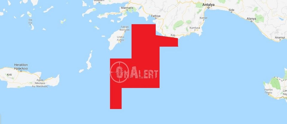 Ο χάρτης της θαλάσσιας περιοχής στην οποία θα διεξαχθούν οι έρευνες.