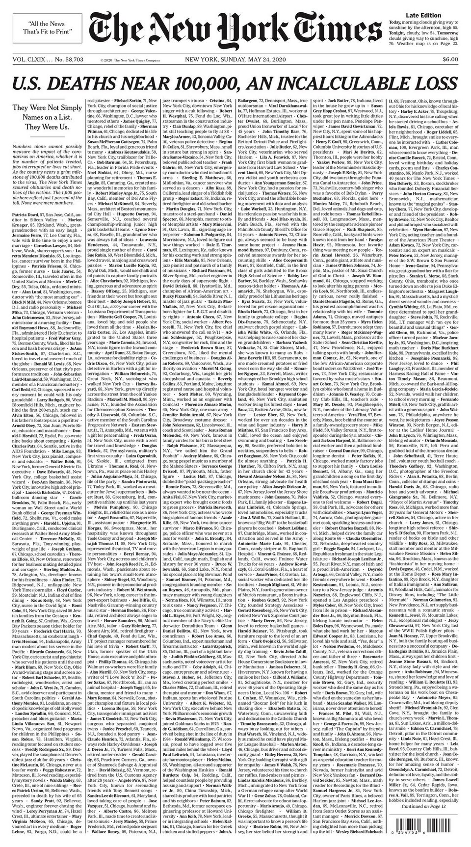 Το πρωτοσέλιδο των Νew York Times τον περασμένο Μάιο.