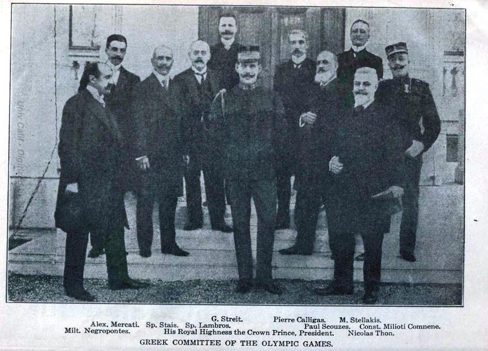 Eπιτροπή των Ολυμπιακών Αγώνων, 1906, αριστερά ο Μιλτιάδης Νεγρεπόντης/Φωτογραφία wikipedia