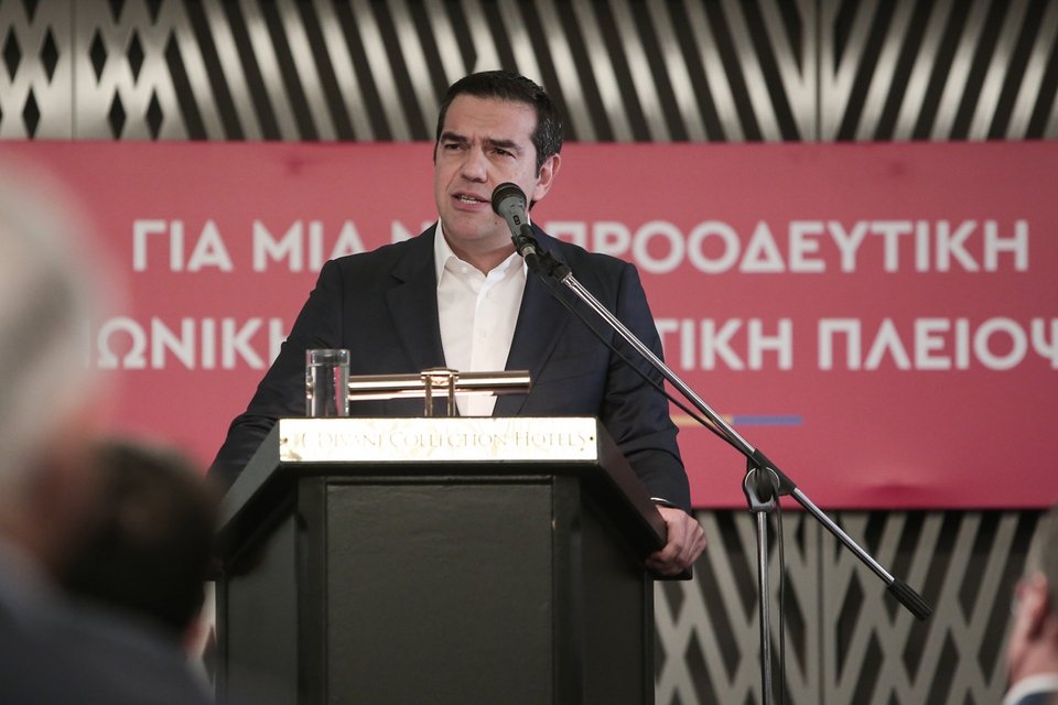 Ο Αλέξης Τσίπρας στο βήμα της εκδήλωσης