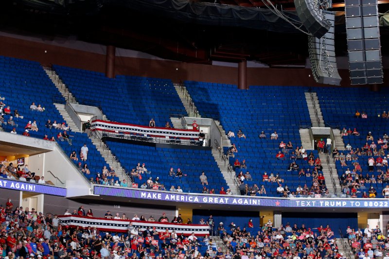 Mισοάδειο το BOK Center στην Τάλσα της Οκλαχόμα στη χθεσινή προεκλογική συγκέντρωση του Ντόναλντ Τραμπ