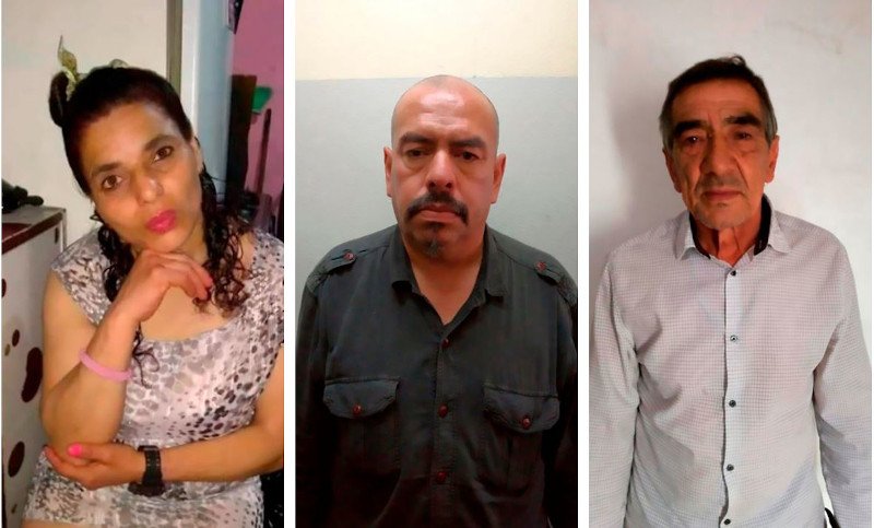 Το θύμα, Ελίζαμπεθ Τολέδο (αριστερά) και οι δύο κατηγορούμενοι  Μιγκουέλ Σατουρνίνο Ρολόν (κέντρο) και Χόρχε Ραούλ Αλβάρεζ (δεξιά)