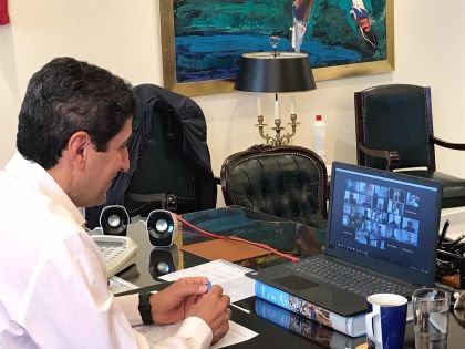 Ο Λευτέρης Αυγενάκης κατά την σημερινή τηλεδιάσκεψη